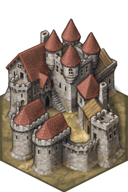 Hand-painted castle hex tile